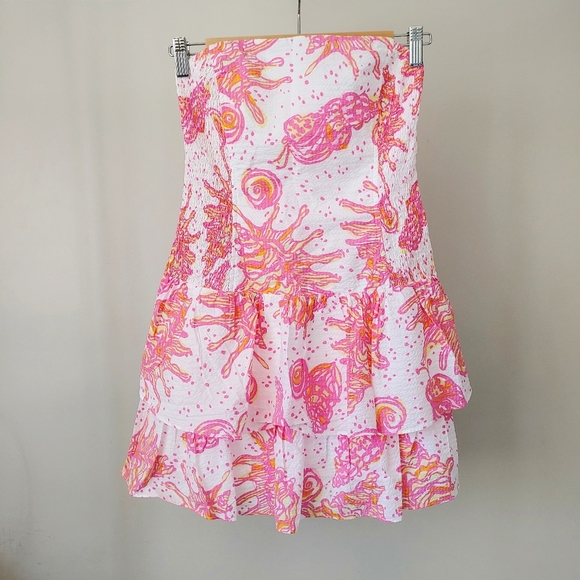 Lilly Pulitzer Conch Strapless Tiered Dress Small - Picture 3 of 16